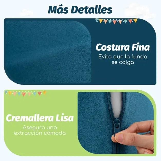 Conjunto de escalada e rampa de 5 peças para crianças Blocos de construção de esponja com piscina de bolas (NÃO INCLUIDAS) Capa lavável Criativo Azul