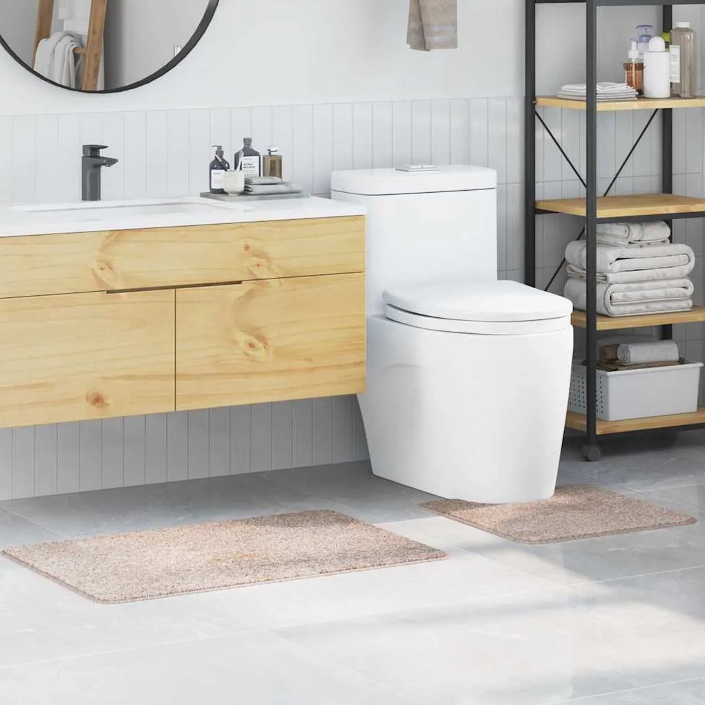 vidaXL Conjunto de Tapetes de Banho Antiderrapantes 2 pcs Creme PP