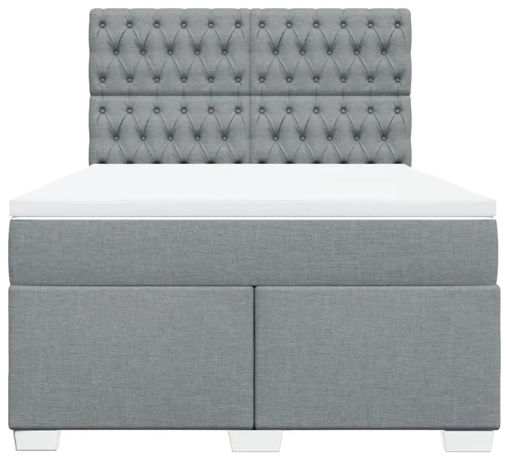 Cama com molas/colchão 140x190 cm tecido cinzento-claro