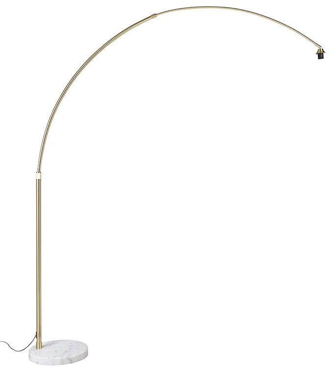 Candeeiro de Arco em Latão com Base em Mármore Branco Ajustável - XXL Moderno