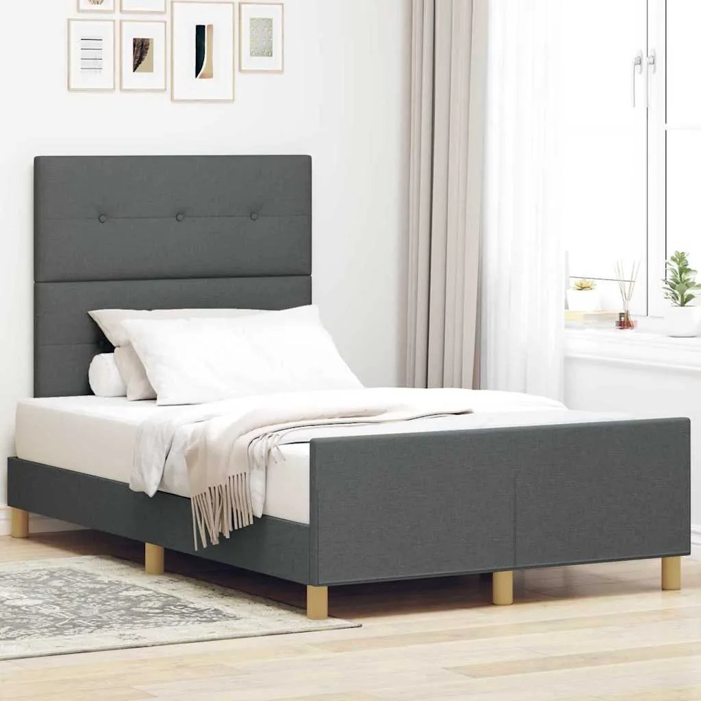 Cama vidaXL Cinza Escuro 120x200 cm Tecido