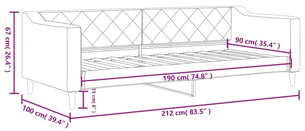 Sofá-cama 90x190 cm tecido preto