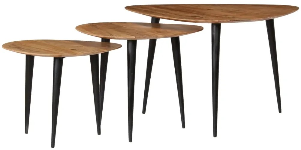 Conjunto de mesas de centro 3 pcs madeira de acácia maciça
