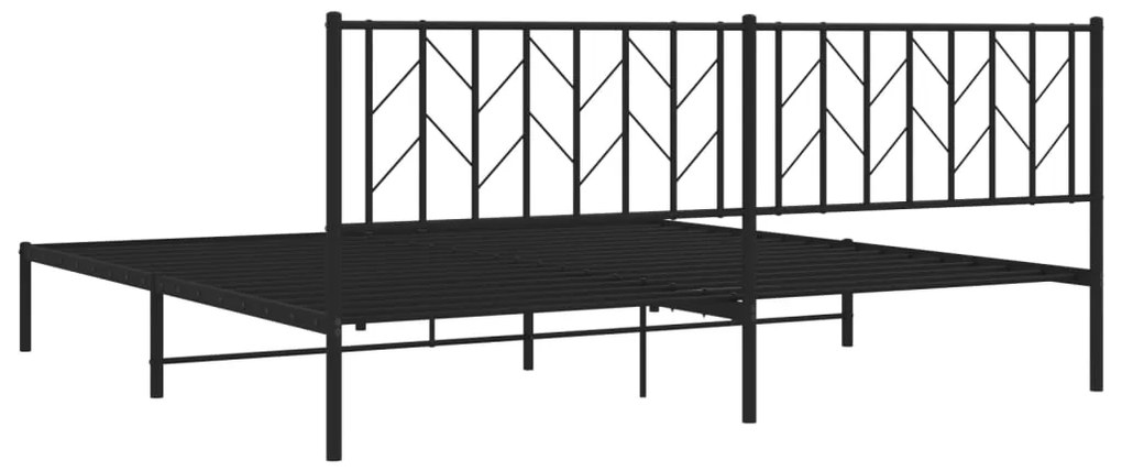 Estrutura de cama com cabeceira 200x200 cm metal preto