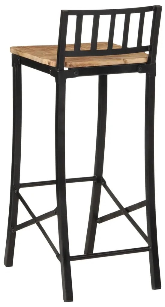 5 pcs conj. de bar madeira de mangueira áspera maciça e metal