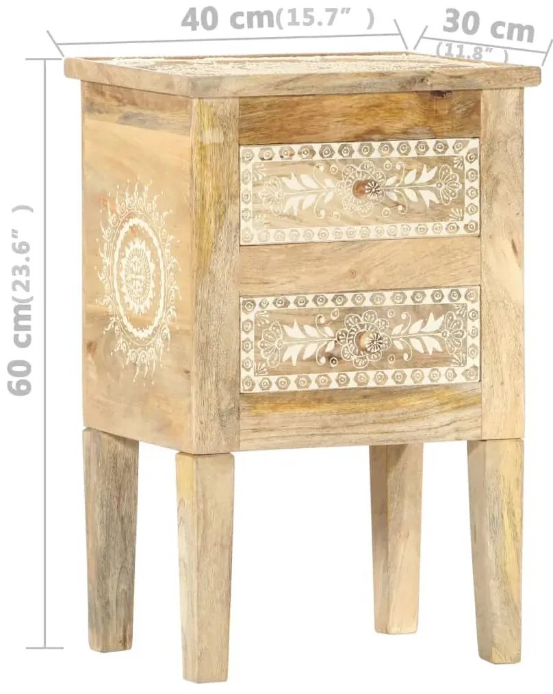 Mesa de cabeceira pintada à mão 40x30x60 cm mangueira maciça