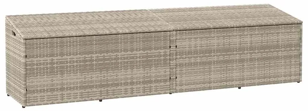 vidaXL Caixa de arrumação p/ jardim 220x50x58 cm vime PE cinza-claro