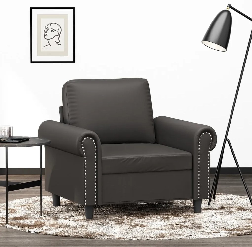 vidaXL Poltrona 60 cm couro artificial cinzento