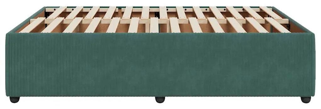 Estrutura de cama sem colchão 160x200 cm veludo verde-escuro