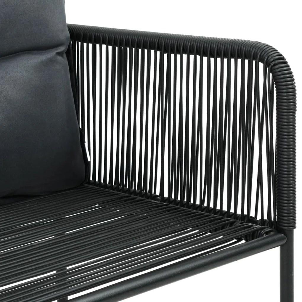 5 pcs conjunto de jantar p/ jardim vime de PVC preto e castanho
