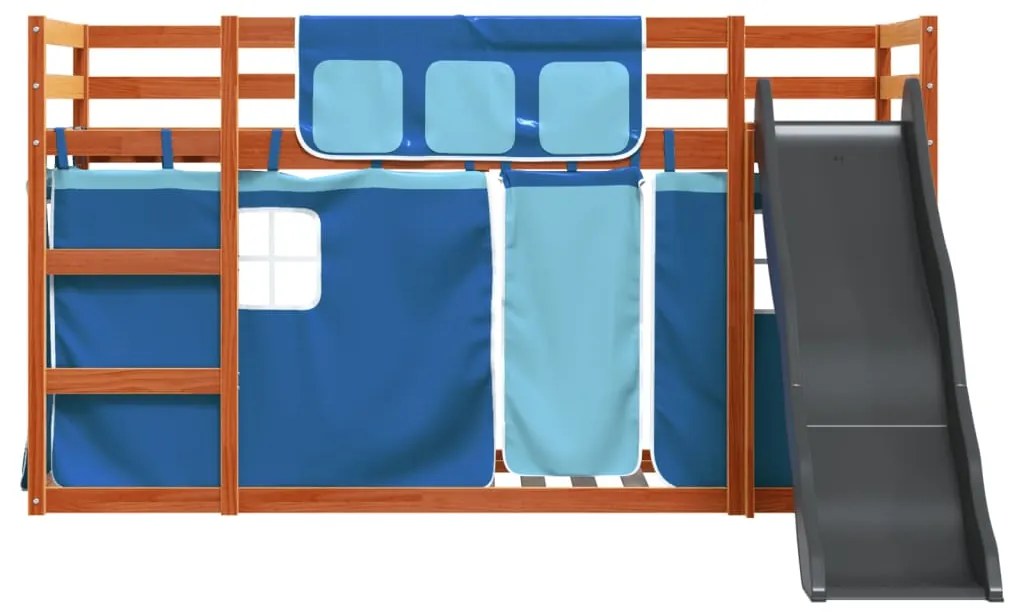 Beliche com escorrega e cortinas 90x190 cm azul