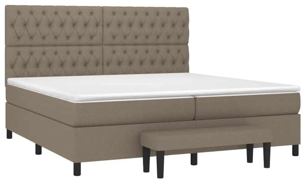 Cama com molas/colchão 200x200 cm tecido castanho-acinzentado