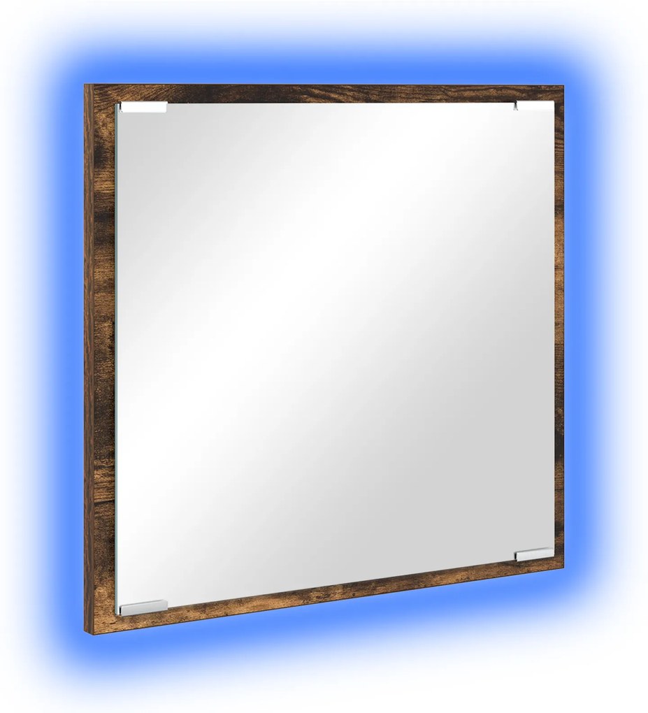 Espelho de Casa de Banho LED Carvalho Fumado 40x8.5x37 cm Madeira Enge