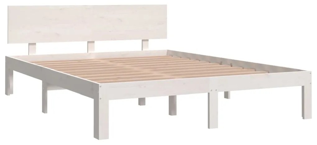 Estrutura de cama 140x190 cm pinho maciço branco