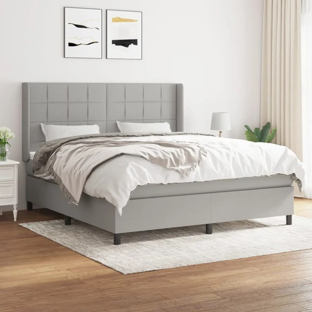 vidaXL Cama com molas/colchão 180x200 cm tecido cinzento-claro