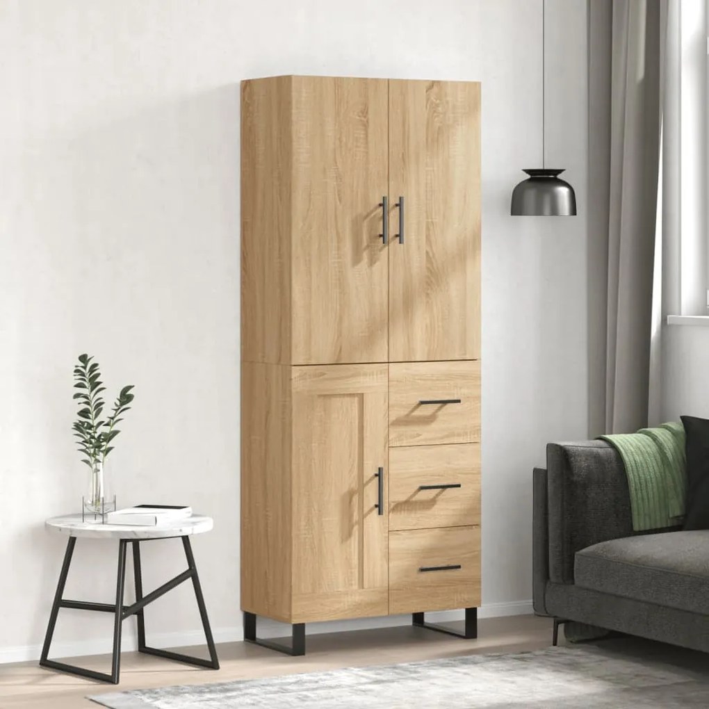 vidaXL Armário alto 69,5x34x180 cm derivados de madeira cor sonoma