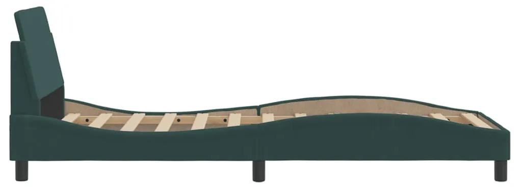 Estrutura de cama c/ cabeceira 90x190 cm veludo verde-escuro