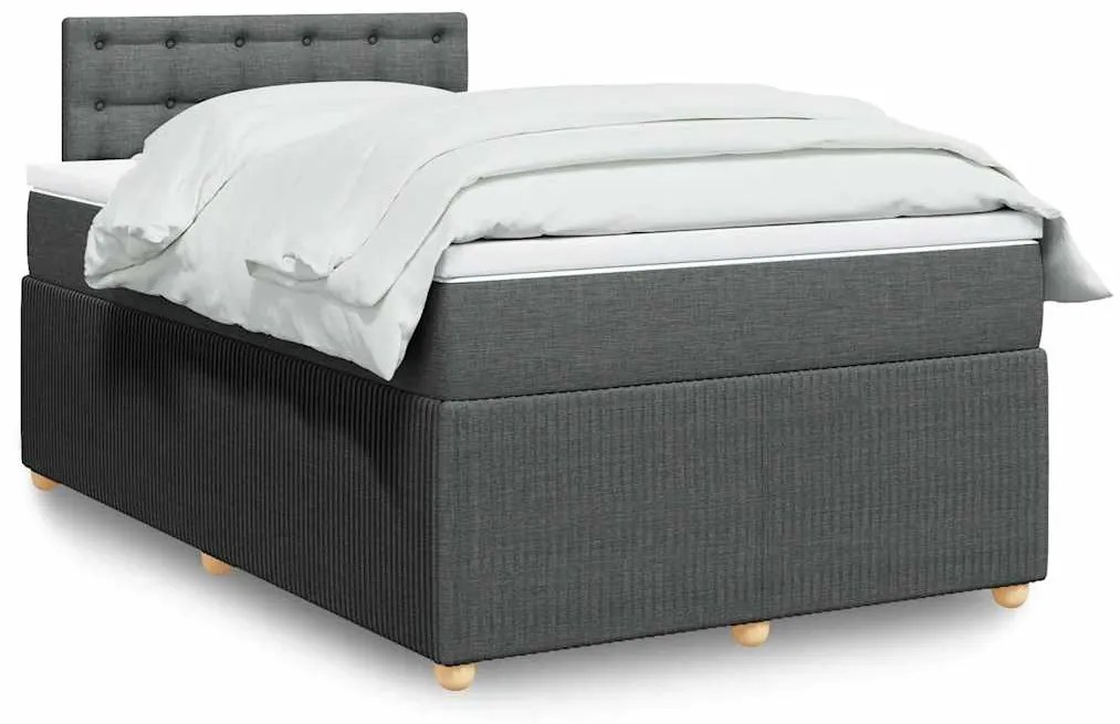 vidaXL Cama boxspring com colchão 120x190 cm tecido cinzento-escuro