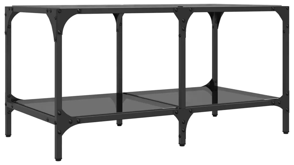 Mesa de centro com topo em vidro preto 78,5x40x40 cm aço