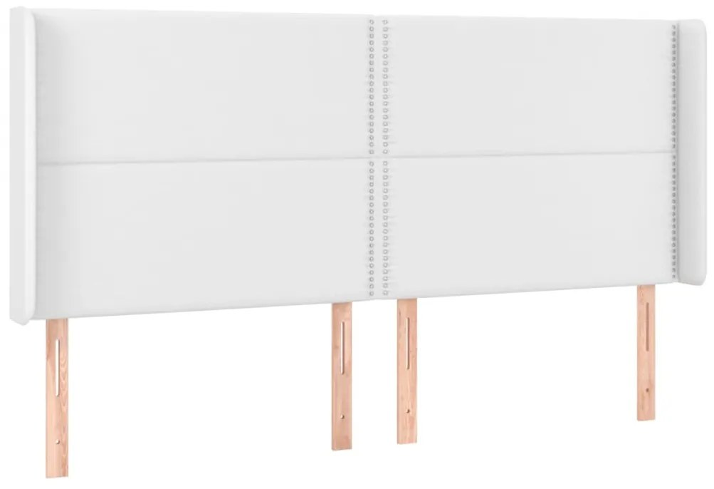 Cama box spring c/colchão/LED 180x200cm couro artificial branco