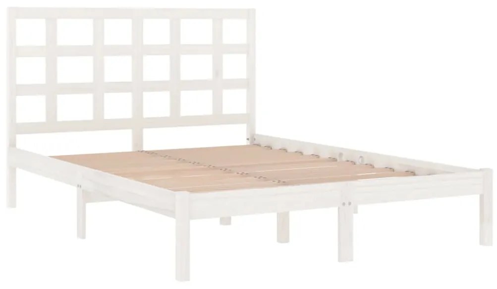 Estrutura de cama 200x200 cm madeira maciça branco