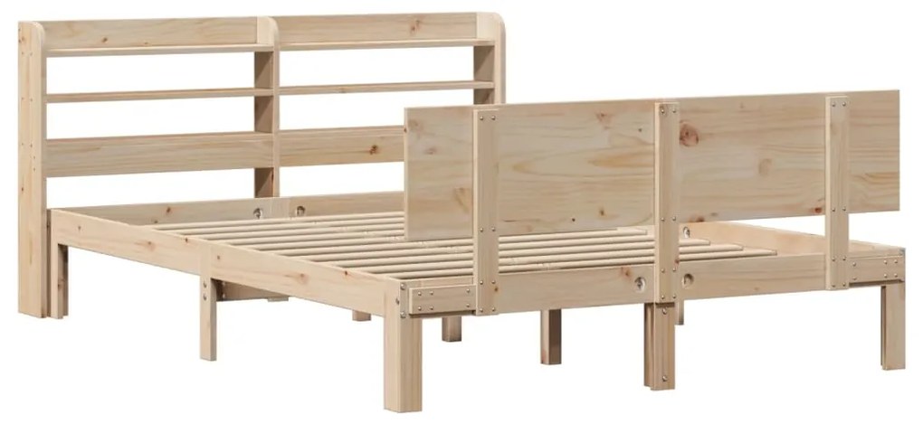 Estrutura de cama com cabeceira 140x200 cm pinho maciço