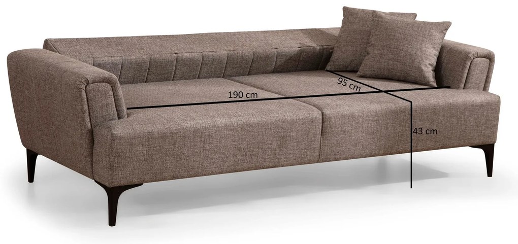 Sofá-cama 3 Lugares Hamlet – Castanho Claro – 230 cm x 95 cm x 77 cm