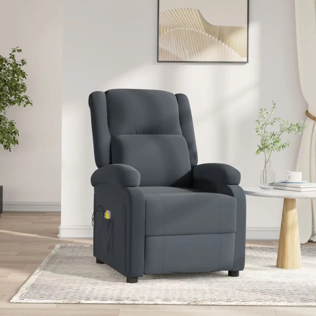 3098405 vidaXL Poltrona de massagens elétrica veludo cinza-escuro