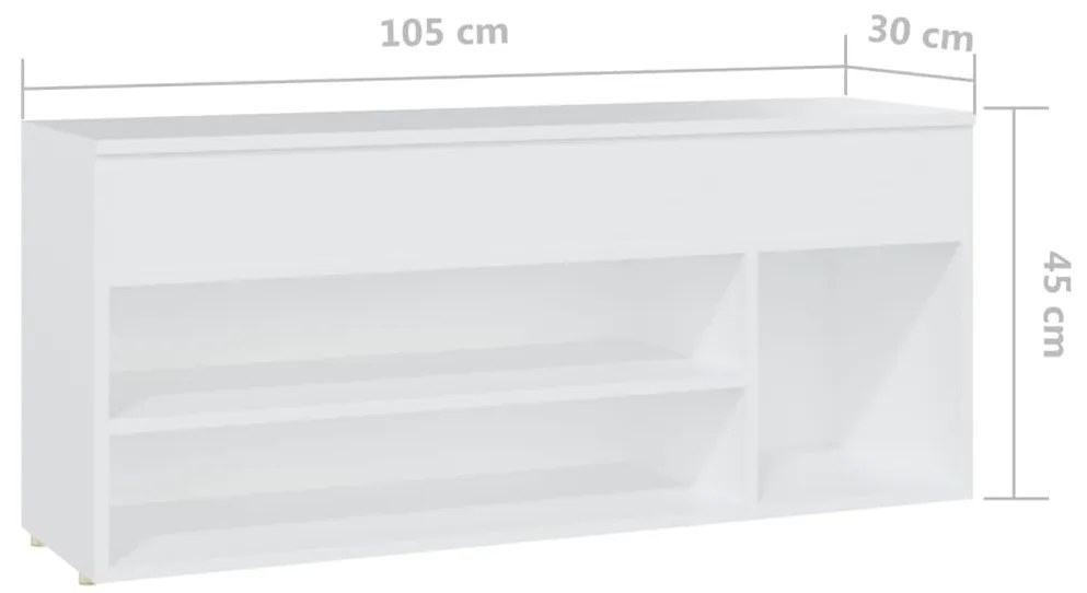 Banco sapateira 105x30x45 cm derivados de madeira branco