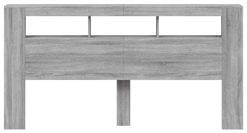 Cabeceira c/ LEDs 200x18,5x103,5 cm deriv. madeira cinza sonoma