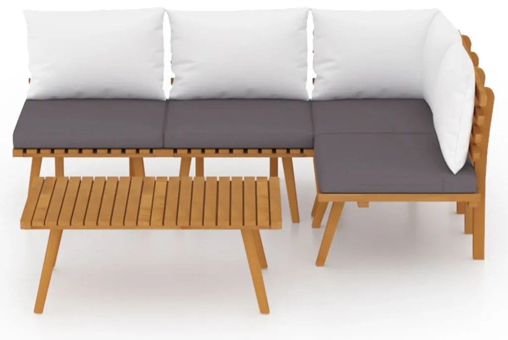 5 pcs conjunto lounge de jardim com almofadões acácia maciça