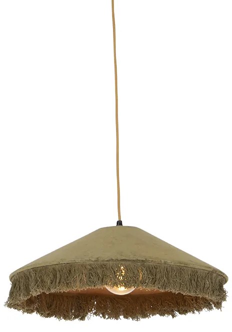 Candeeiro de suspensão retro verde veludo com franjas - Frills Art Deco,Oriental
