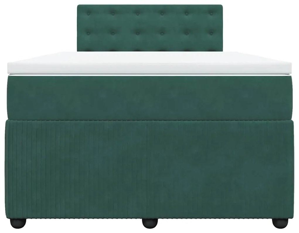 Cama boxspring com colchão 120x190 cm veludo verde-escuro