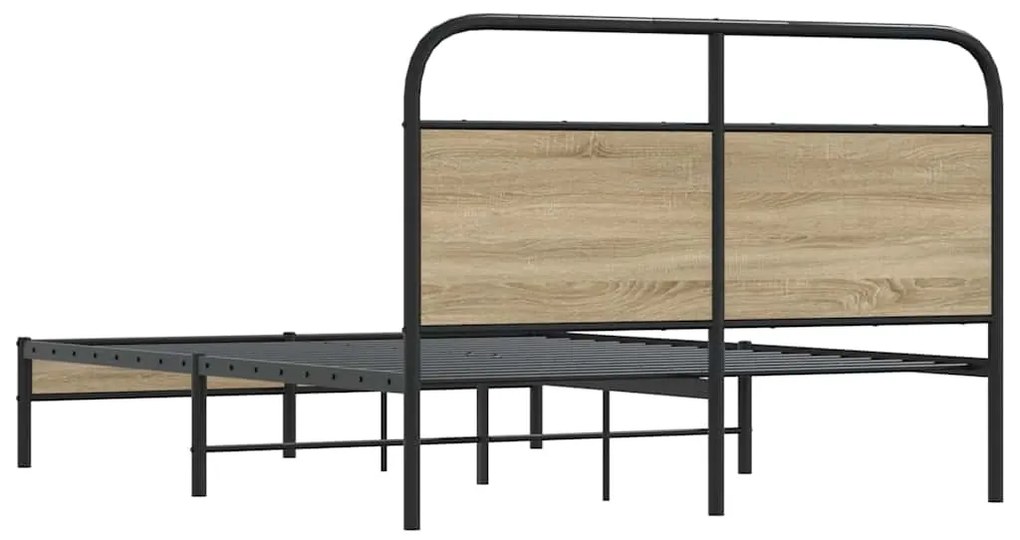 Estrutura de cama s/ colchão derivados madeira carvalho fumado