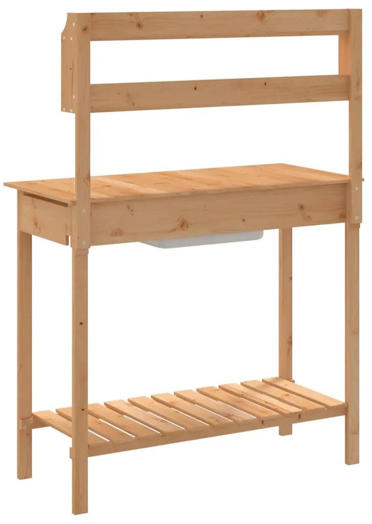 Mesa de cultivo com pia 147,5x44x139,5 cm abeto maciço castanho