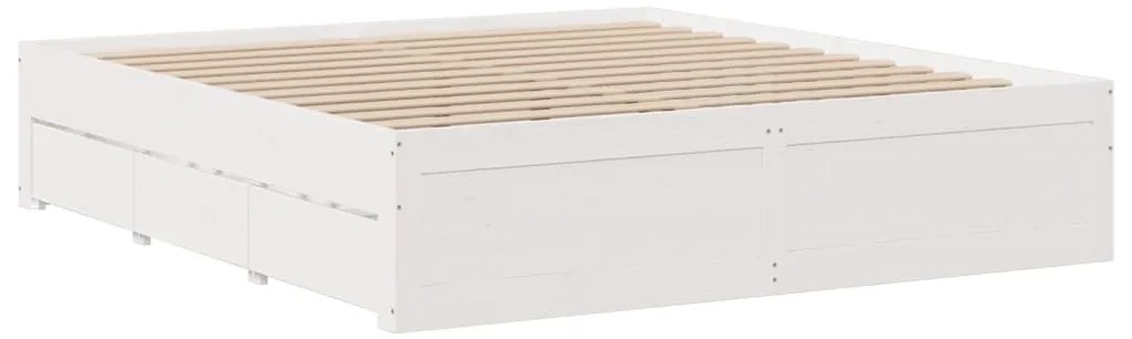 Cama sem colchão com gavetas 180x200 cm pinho maciça branco