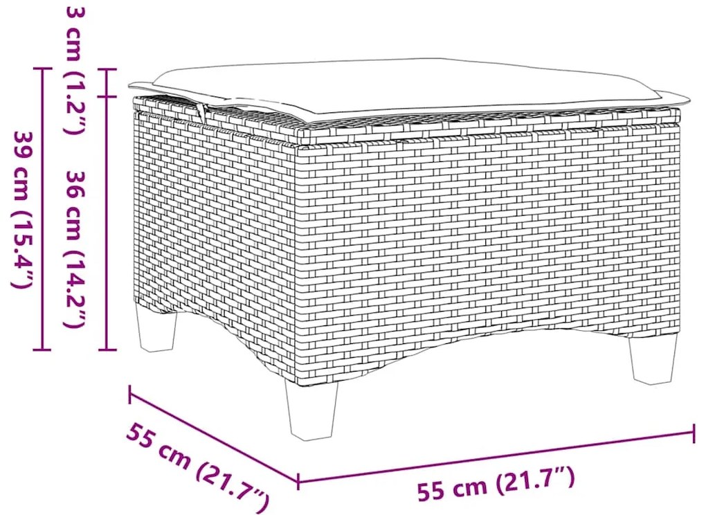 Bancos jardim com almofadas 2 unid 55x55x36 cm vime PE cinzento