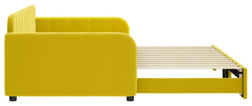 Sofá-cama com gavetão 100x200 cm veludo amarelo