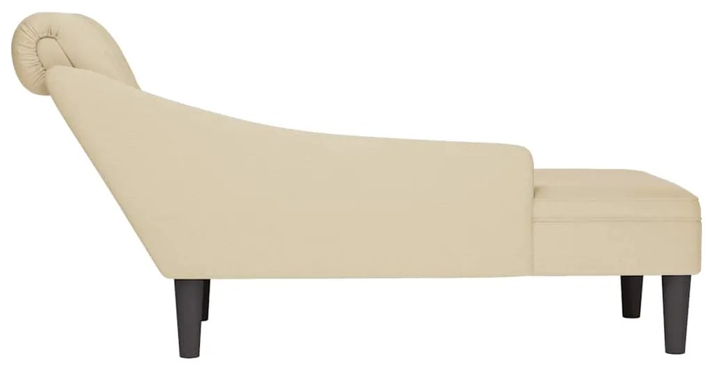 Chaise lounge c/ almofada/apoio de braços direito tecido creme