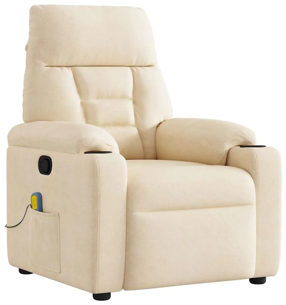 vidaXL Poltrona de massagens reclinável tecido de microfibra cor bege