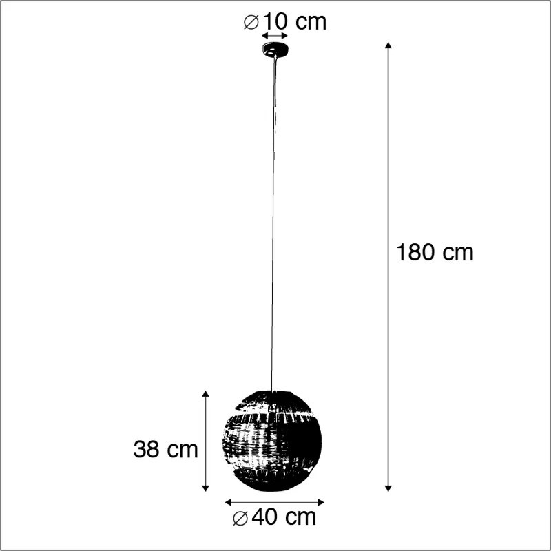 Candeeiro de suspensão rústico em vime - Rattan Art Deco