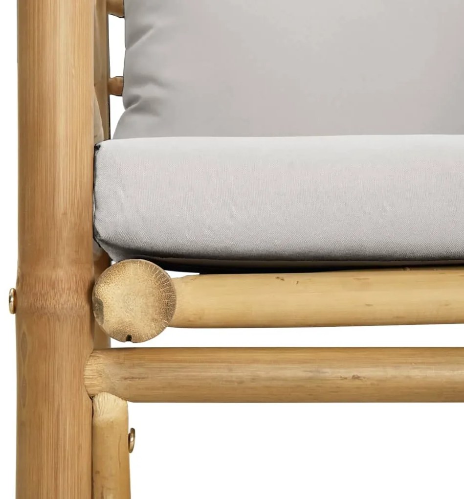 8 pcs conj. lounge de jardim bambu c/ almofadões cinzento-claro