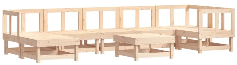 8 pcs conjunto lounge jardim c/ almofadões madeira maciça