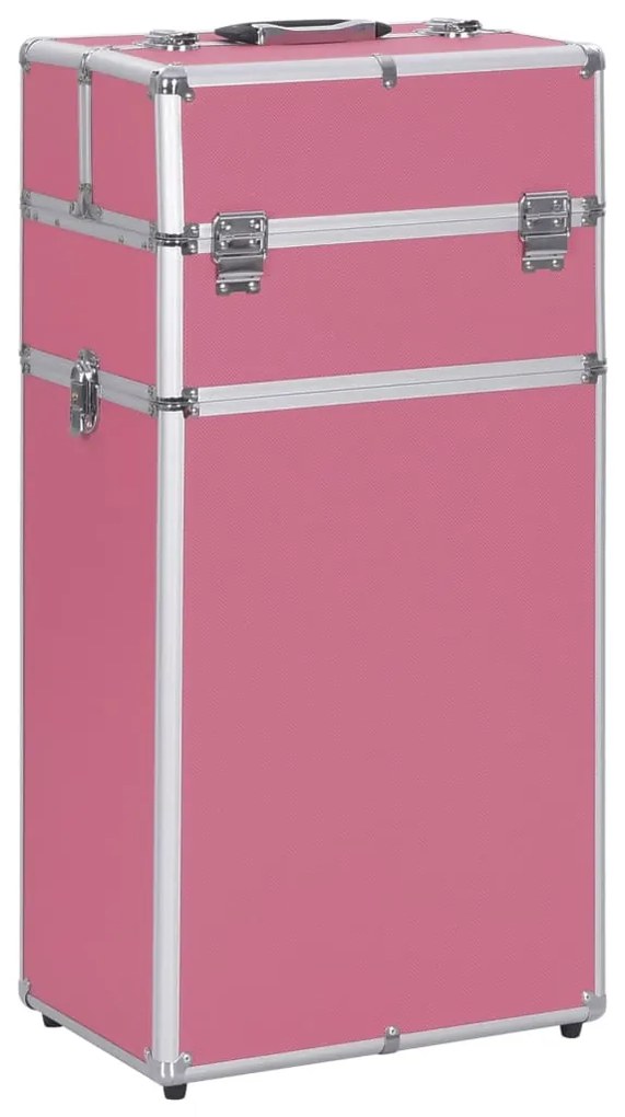 91823 vidaXL Trólei de maquilhagem alumínio cor-de-rosa