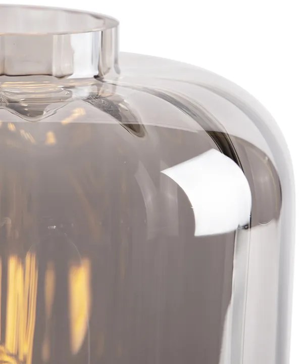 Candeeiro de mesa design preto com vidro fumê - Qara