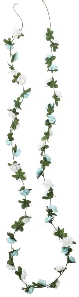 Grinaldas de flores de Natal 6 pcs 240 cm azul e branco