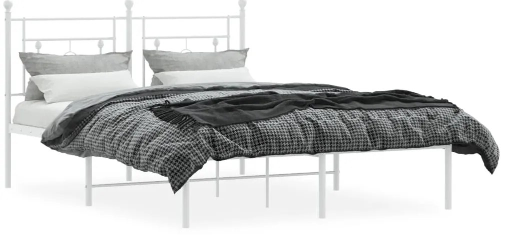 Estrutura de cama com cabeceira 140x190 cm metal branco