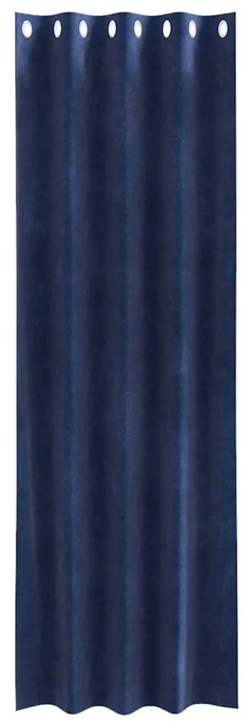 Cortinas Blackout vidaXL com Ilhós 2 pcs Veludo Azul Escuro