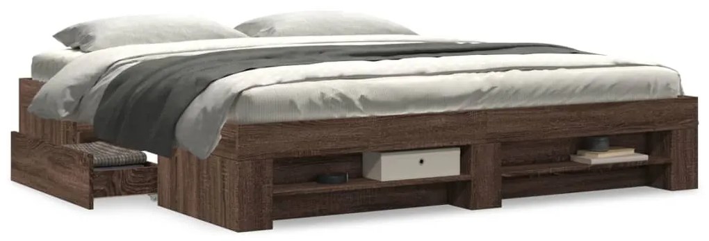 Estrutura de cama sem colchão 180x200 cm carvalho castanho
