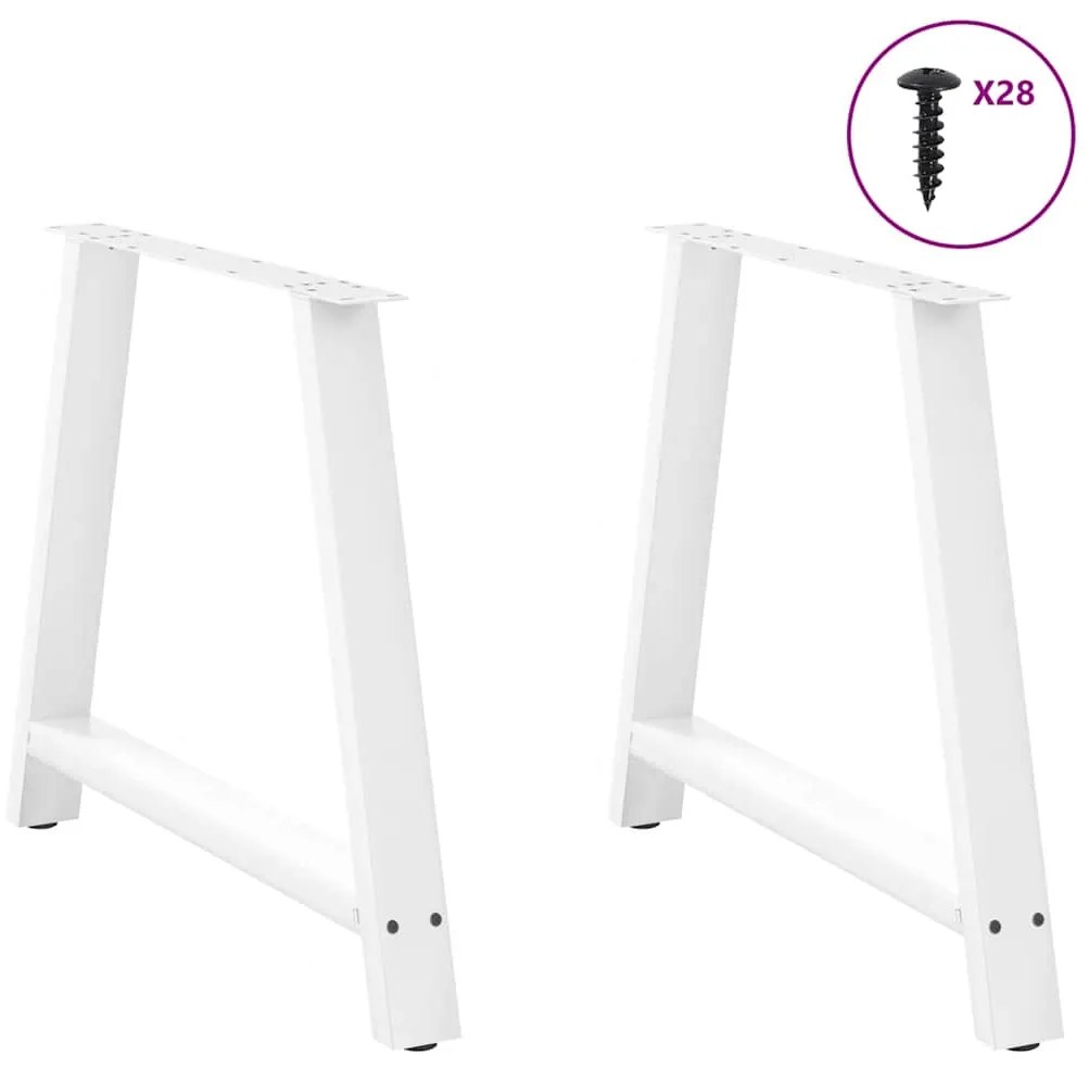 Pés para mesa de jantar em formato A, 2 peças, branco, 90x (72-73) cm,